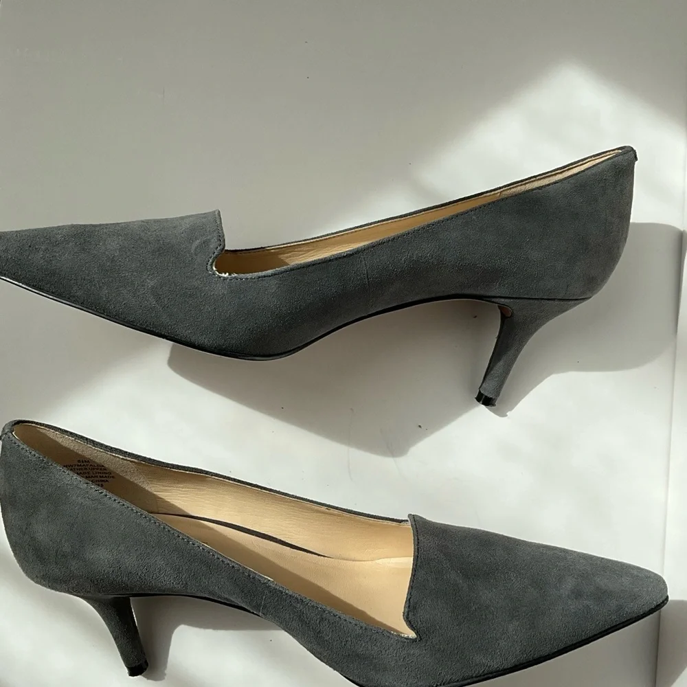 Nine West Gray Suede Kitten Heel Pumps - Picture 3 of 9